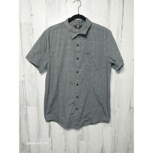 Volcom Mens Shirt Medium Modern Fit Short-Sleeve Button-Up Casual Classic Gray